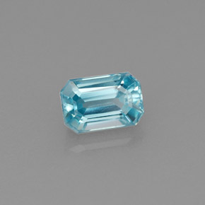 1.11캐럿 천연 블루 지르콘, 에메랄드 컷, 6.1×4.1 mm, VVS