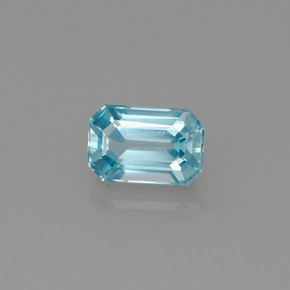1.11캐럿 천연 블루 지르콘, 에메랄드 컷, 6.1×4.1 mm, VVS