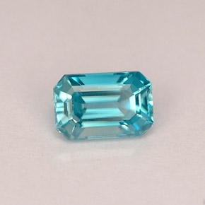0.90캐럿 천연 블루 지르콘, 에메랄드 컷, 6×4 mm, VVS