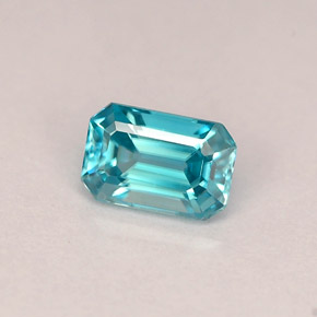 0.90캐럿 천연 블루 지르콘, 에메랄드 컷, 6×4 mm, VVS