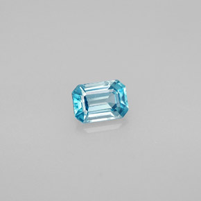 1.02캐럿 천연 블루 지르콘, 에메랄드 컷, 6.1×4.3 mm, VVS