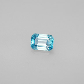 1.02캐럿 천연 블루 지르콘, 에메랄드 컷, 6.1×4.3 mm, VVS