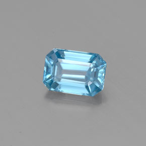 0.86캐럿 천연 블루 지르콘, 에메랄드 컷, 5.9×4.1 mm, VVS