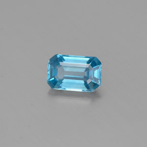 0.78캐럿 천연 블루 지르콘, 에메랄드 컷, 6×3.9 mm, VVS