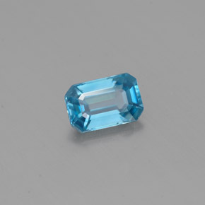 0.78캐럿 천연 블루 지르콘, 에메랄드 컷, 6×3.9 mm, VVS
