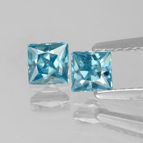 캐럿 천연 블루 지르콘 보석, 스퀘어, 4.1×4 mm, VVS-VS