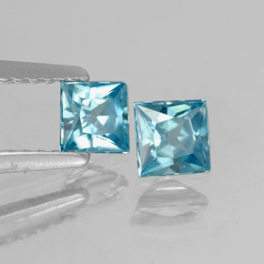 캐럿 천연 블루 지르콘 보석, 스퀘어, 4.1×4 mm, VVS-VS
