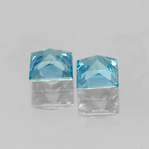 캐럿 천연 블루 지르콘 보석, 스퀘어, 4.1×4 mm, VVS-VS