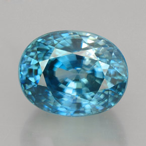 5.80캐럿 천연 블루 지르콘, 타원형 컷, 9.8×7.8 mm, VVS-VS