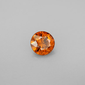 0.80캐럿 천연 오렌지 지르콘, 라운드 컷, 5.43 mm, VS