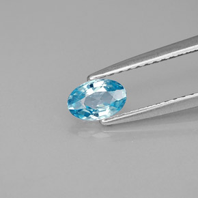 0.54캐럿 천연 블루 지르콘, 타원형 컷, 5.8×3.9 mm, VVS-VS
