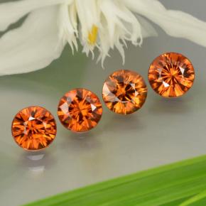 3.63캐럿 천연 다크 오렌지 지르콘 보석, 라운드 컷, 5.38 mm, VS