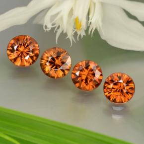 3.63캐럿 천연 다크 오렌지 지르콘 보석, 라운드 컷, 5.38 mm, VS