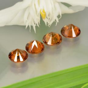 3.63캐럿 천연 다크 오렌지 지르콘 보석, 라운드 컷, 5.38 mm, VS
