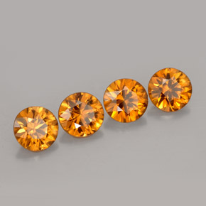 캐럿 천연 오렌지 지르콘 보석, 라운드 컷, 5.55 mm, VS