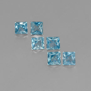 캐럿 천연 블루 지르콘 보석, 스퀘어, 3.5×3.4 mm, VVS-VS