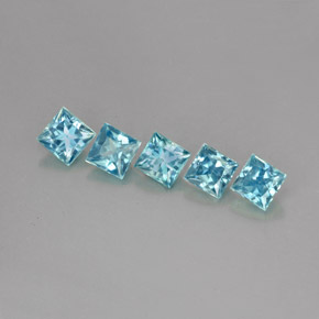 캐럿 천연 블루 지르콘 보석, 스퀘어, 3.7×3.6 mm, VVS-VS