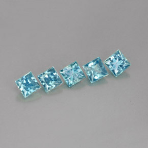 캐럿 천연 블루 지르콘 보석, 스퀘어, 3.7×3.6 mm, VVS-VS