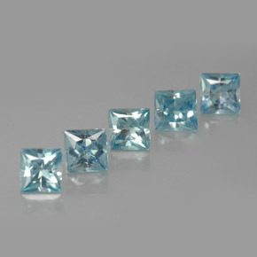 캐럿 천연 블루 지르콘 보석, 스퀘어, 4×3.9 mm, VVS-VS