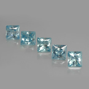 캐럿 천연 블루 지르콘 보석, 스퀘어, 4×3.9 mm, VVS-VS