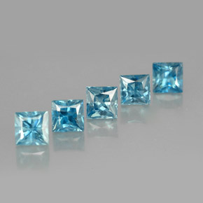 캐럿 천연 블루 지르콘 보석, 스퀘어, 3.9×3.9 mm, VVS-VS