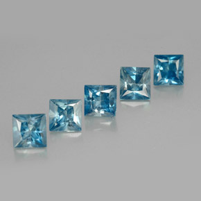 캐럿 천연 블루 지르콘 보석, 스퀘어, 4.3×4.1 mm, VVS-VS