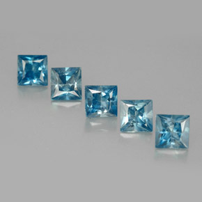 캐럿 천연 블루 지르콘 보석, 스퀘어, 4.3×4.1 mm, VVS-VS