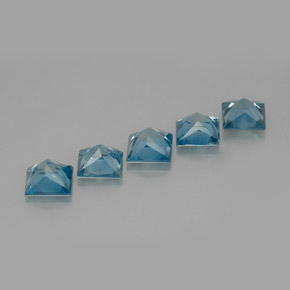 캐럿 천연 블루 지르콘 보석, 스퀘어, 4.3×4.1 mm, VVS-VS