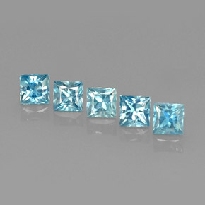 캐럿 천연 블루 지르콘 보석, 스퀘어, 4×4 mm, VVS-VS