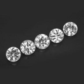 캐럿 천연 화이트 지르콘 보석, 라운드 컷, 5.00 mm, VVS-VS