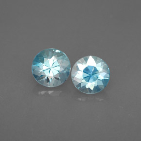 캐럿 천연 블루 지르콘 보석, 라운드 컷, 4.99 mm, VVS-VS