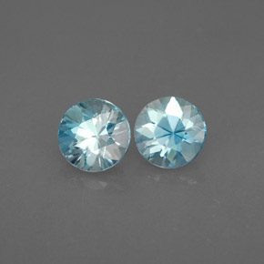 캐럿 천연 블루 지르콘 보석, 라운드 컷, 4.99 mm, VVS-VS