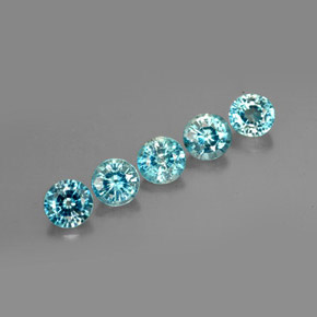 캐럿 천연 블루 지르콘 보석, 라운드 컷, 4.60 mm, VS