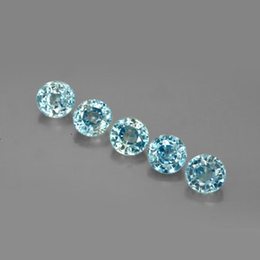 캐럿 천연 블루 지르콘 보석, 라운드 컷, 4.60 mm, VS
