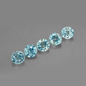 캐럿 천연 블루 지르콘 보석, 라운드 컷, 4.60 mm, VS