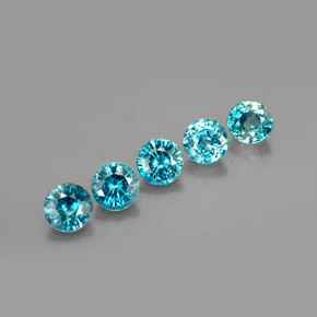 캐럿 천연 블루 지르콘 보석, 라운드 컷, 4.59 mm, VS