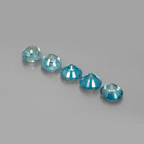 캐럿 천연 블루 지르콘 보석, 라운드 컷, 4.59 mm, VS