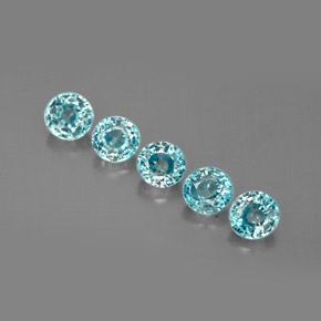 캐럿 천연 블루 지르콘 보석, 라운드 컷, 4.23 mm, VS