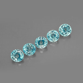 캐럿 천연 블루 지르콘 보석, 라운드 컷, 4.23 mm, VS