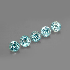 캐럿 천연 블루 지르콘 보석, 라운드 컷, 4.75 mm, VS