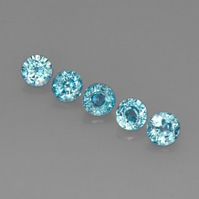 캐럿 천연 블루 지르콘 보석, 라운드 컷, 4.26 mm, VS