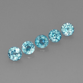 캐럿 천연 블루 지르콘 보석, 라운드 컷, 4.26 mm, VS