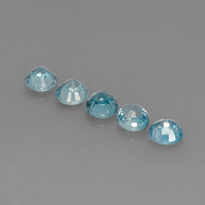 캐럿 천연 블루 지르콘 보석, 라운드 컷, 4.26 mm, VS