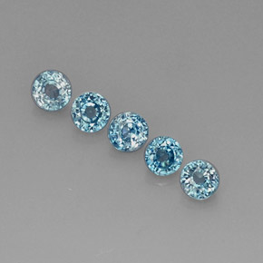 캐럿 천연 블루 지르콘 보석, 라운드 컷, 4.38 mm, VS