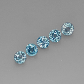 캐럿 천연 블루 지르콘 보석, 라운드 컷, 4.38 mm, VS