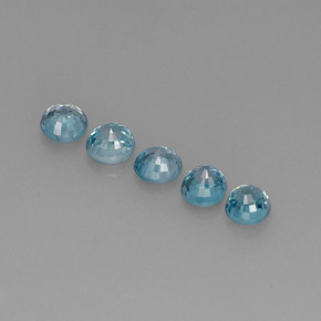 캐럿 천연 블루 지르콘 보석, 라운드 컷, 4.38 mm, VS