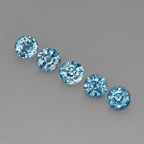 캐럿 천연 블루 지르콘 보석, 라운드 컷, 4.57 mm, VS
