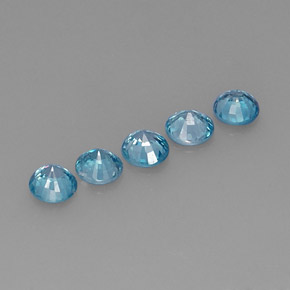 캐럿 천연 블루 지르콘 보석, 라운드 컷, 4.57 mm, VS