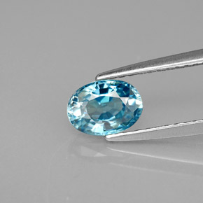 1.23캐럿 천연 블루 지르콘, 타원형 컷, 6.9×5 mm, VVS-VS