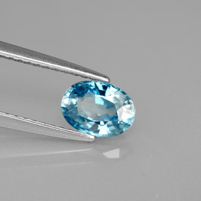 1.23캐럿 천연 블루 지르콘, 타원형 컷, 6.9×5 mm, VVS-VS